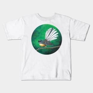 New Zealand fantail bird (piwakawaka) - Painting Kids T-Shirt